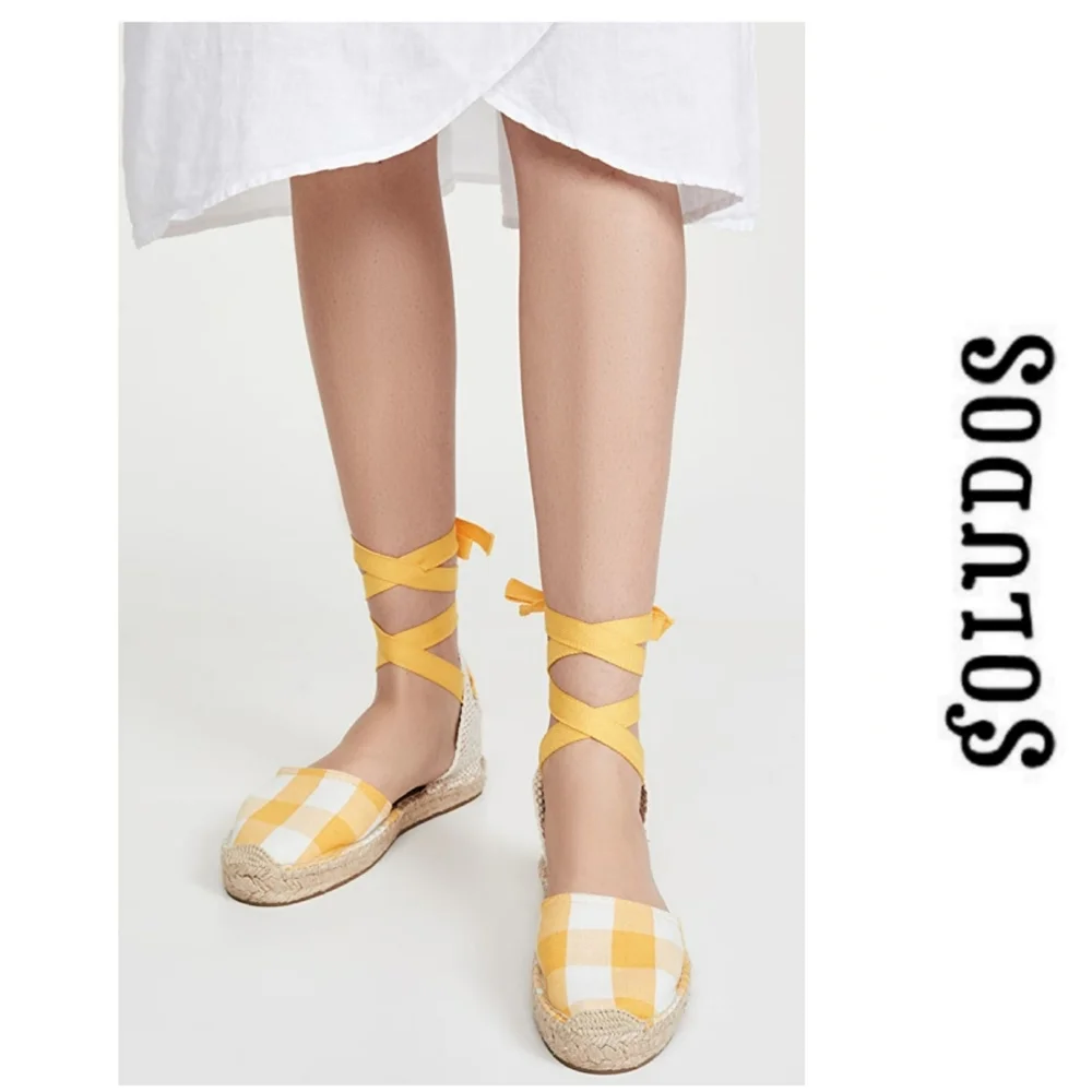 Stylish Gingham Soludos Wrap Espadrilles